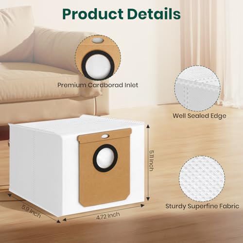 BUXEBUX 14 Pack Vacuum Bags for Eufy L60, L60 Hybrid, L50 Series Robot Vacuum, Large Capacity Disposable Replacement Dust Bags, Up to 60 Days Hands Free Cleaning