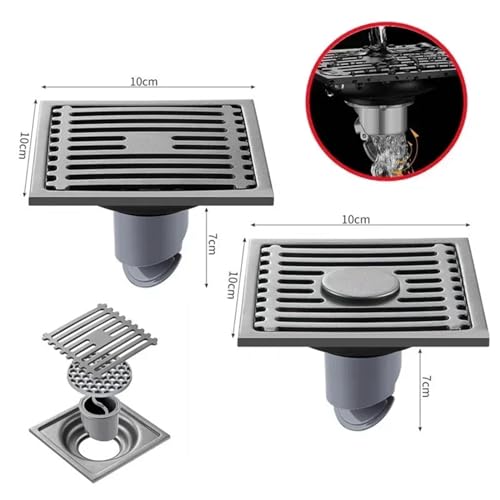 Drain de sol de douche en acier inoxydable avec sa grille découvrable