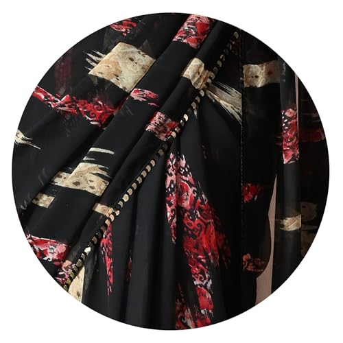 Image of MIRCHI FASHION Women Sari Georgette Chevron Printed | Modern Pattern Farewell and Festive Drape with Matching Blouse Piece