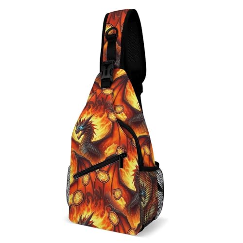 Fashion Dress Decor Sling Backpack Shoulder Bag, Day Pack, Chest Shoulder Bag For Travel Shopping Dragon
