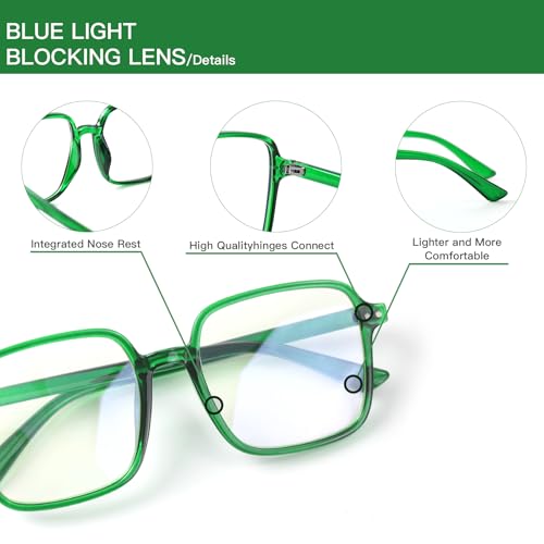 Image of Square Blue Light Blocking Glasses for Women Men Oversized Lightweight Frame Filter Nerd Eyeglasses Mia