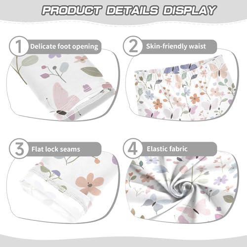 ALAZA Girls' Leggings Children's Yoga Pants Skinny Printed Dance Butterflies Flowers Pastel Comfortable 4T2