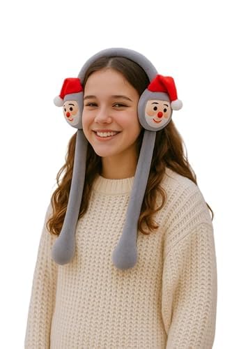 FabSeasons Press-to-Pop Santa Earmuffs for Kids & Adults (Ages 6+) – Fun Velvet Plush Christmas Headband | Cozy & Cute Ear Protection