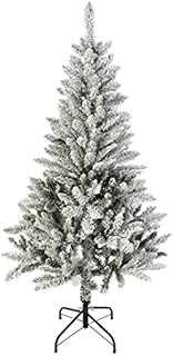 Amazon Basics Artificial Snow-Flocked Christmas Tree, 306 Branch Tips with Metal Stand, 150 cm Height
