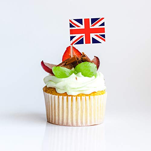 Topoox 100 Pack British Flag Party Cupcake Picks Toothpick Flag Dinner Flags Cake Toppers Decorations #TOP1
