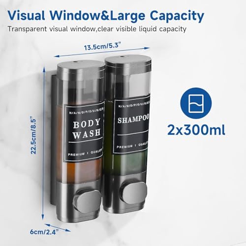 Image of Wall Mounted 3 in 1 Soap Dispenser Set, Shampoo Conditioner Body Wash Holder, Refillable Bathroom Shower Dispenser for Hotel & Home (2-Chamber)