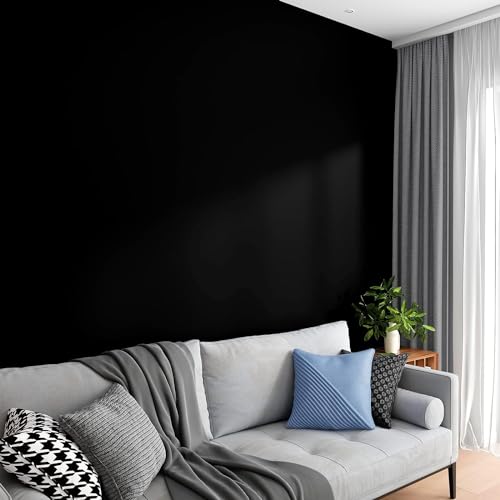 Image of HOME13 Self Adhesive Wallpaper Matte Black Removable and Decorative Vinyl Wallpaper for Kitchen Countertop Cabinets Table 2 Ft x 20 Ft with 2pcs