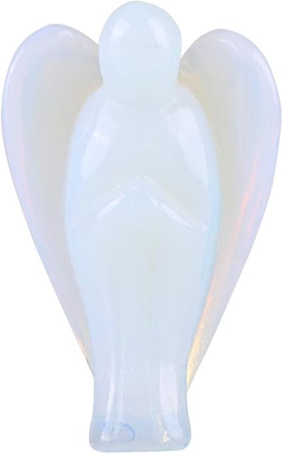 Pocket Guardian Angel, Natural Pocket Guardian Angel Crystal Gemstone Carved Mini Figurine Statue Opal Healing Stone Figurine for Christmas Party Gift