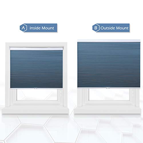 Cellular Shades Blackout Cordless Cellular Blinds Honeycomb Blinds Window Shades Room Darkening Shade Ocean Blue-White, 36"(W) X 64"(H) #TOP4
