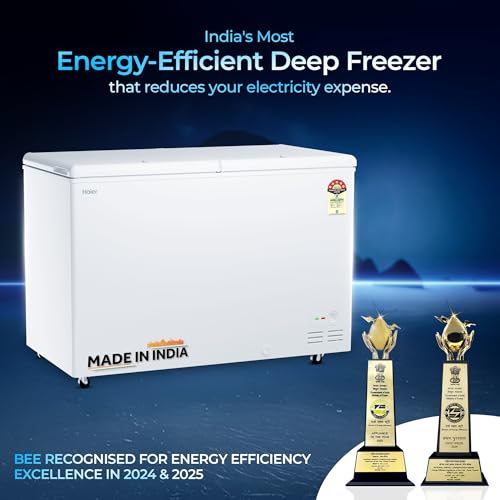 Image of Haier HFC-355DPW5, 5 Star (2026 Star Rating) Double Door Convertible Deep Freezer, 5 Side Freezing, Dual Condenser, Inside Metal Liner with 70mm Puff Thickness (White 324L)