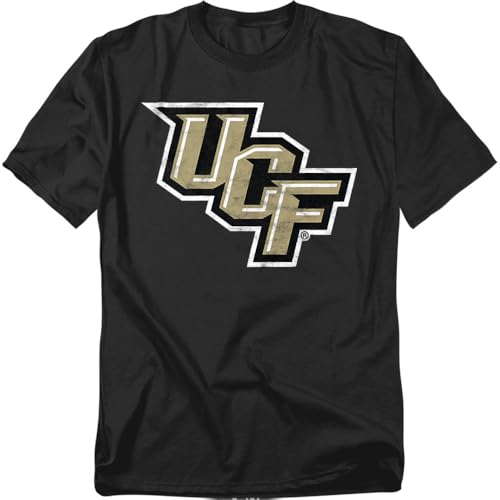 University of Central Florida UCF UCF Knights Official Distressed Primary Logo Unisex Adult T Shirt Black X-Large