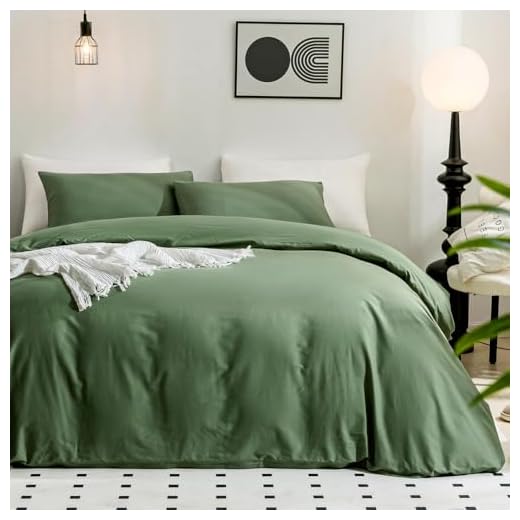 JELLYMONI Green Duvet Cover Queen Size - 100% Washed Cotton Linen Feel Textured Comforter Cover, 3 Pieces Breathable Soft Bedding Set with Zipper Closure (Green, Queen 90"x90")