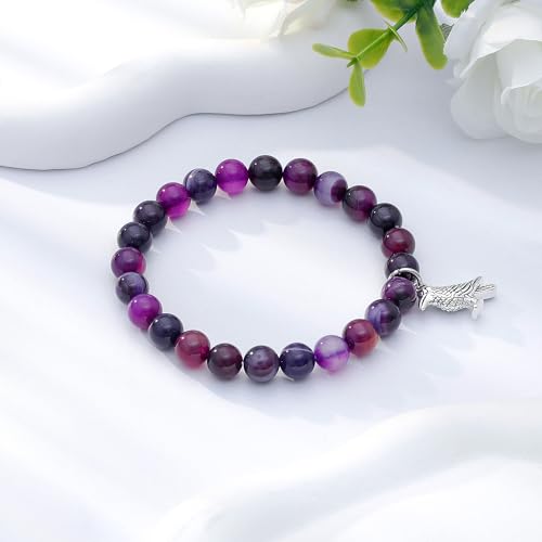 LIUANAN Crow Charm Amethyst Bracelet for Women Halloween Spirit Animal Jewelry Real Amethyst Stone Gift for Animal Lovers Intuition Protection Crystal Gifts for Daughter Niece Birthday4