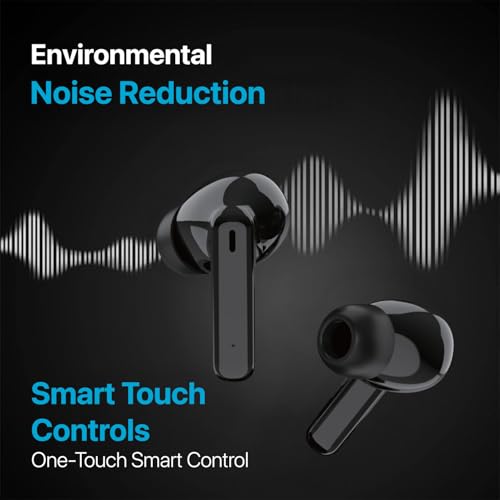 Image of Vaku Luxos SONAIR TWS Bluetooth 5.4 Earbuds | 60H Playtime | Touch Controls | Type-C Fast Charging | 10mm Driver | Voice Assistant | Deep Bass Wireless Earbuds with Charging Case- Black