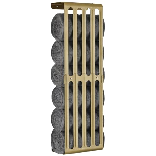 simpletome バスタオル 収納 タオルラック高さ調節可能 壁掛け式 バスルーム 棚 オーガナイザー カーボンスチール (ウォームゴールド)