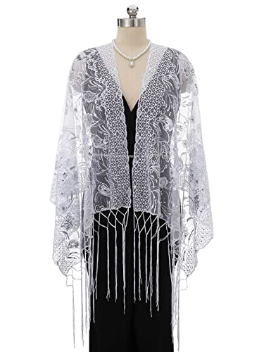 EASEDAILY Women's Shawls and Wraps for Evening Dresses Sparkling Sequin Wedding Scarf Fringe Stole for Bride and Bridesmaid2