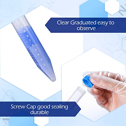 200 Pack Conical Centrifuge Tubes 15Ml, Sterile Plastic Test Tubes With Screw Caps, Polypropylene Conical Container Microcentrifuge Tube With Graduated Marks And Conical Bottom #TOP2