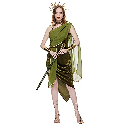 EraSpooky Disfraz de Medusa para mujer adulta disfraz egipcio antiguo trajes de diosa griega vestido elegante para fiesta de Halloween M