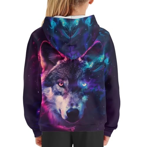 Image of GLUDEAR Teen Boys Girls Novelty Animal Galaxy Hoodies Sweatshirts Pullover