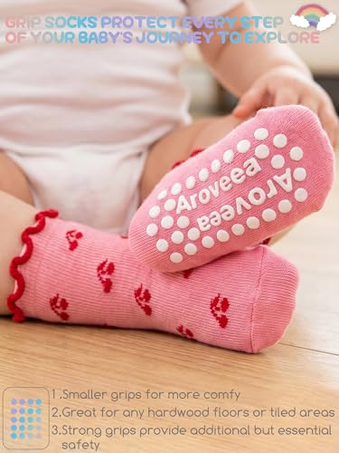 Image of Baby Toddler Girls Socks Grip Ruffle Non Slip Kids Cotton 12 Pack Socks