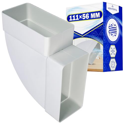 MONTERAL Curva Piatta del Condotto per la Ventilazione 111x56 mm - Garanzia di 10 Anni