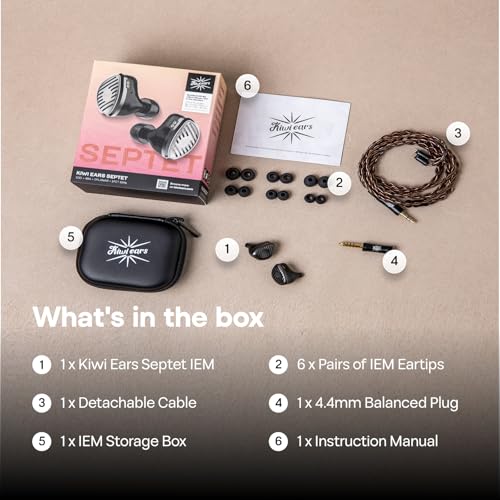 Image of Linsoul Kiwi Ears Septet in Ear Monitor, 1DD + 4BA + 1 Planar + 1 PZT Quadbrid IEM Earphones, HiFi Wired Earbuds, Gaming Earbuds with 3.5mm /4.4mm Modular Cable for Musicians Audiophiles