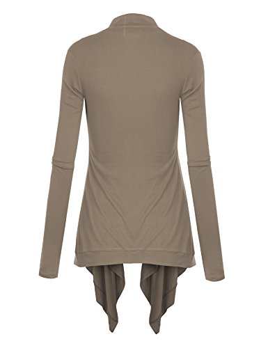 Image of Lock and Love Women's Draped Front Open Asymmetrical Cardigan - Casual Long Sleeve Lightweight Duster