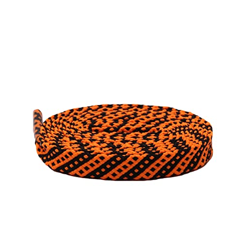 Jilibaba Ersatz-Schnürsenkel, flach, kariert, 7 mm breit, für Damen, Herren, Kinder, Sneaker, Stiefel, Freizeitschuhe, Orange, 100 cm Cover