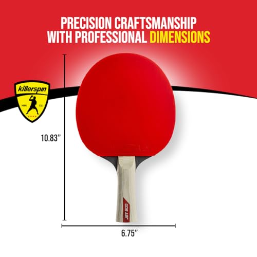Image of Killerspin JET 600 Table Tennis Paddle, Ping Pong Paddle for Intermediate or Advanced Players, Table Tennis Racket with Wood Blade, Nitrx Rubber Grips Ping Pong Balls, Memory Box for Storage - Red & Black
