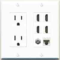 (未使用･未開封品)　RiteAV ( 2ギャングDecorative ) 15?Ampラウンド電源コンセントHDMIテレビ壁プレートホワイト df5ndr3 Amazon.com: RiteAV - 2 x 15 Amp 125V Power Outlet 3 x RCA