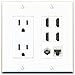 RiteAV 15A Power Outlet, 4 HDMI, 1 Cat5e Ethernet, 1 Coax Cable TV Wall Plate