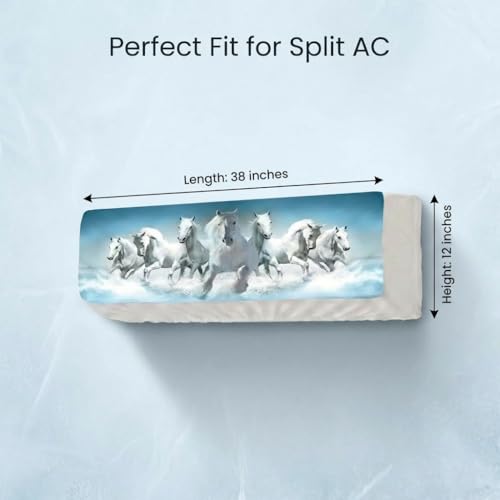 Image of Split AC Cover 1 ton, 1.5 ton to 2 Ton |Designer Digital Print Indoor AC Dust Cover | Stretchable Lycra Fabric | 38x12x9 Inch | Washable Polyester AC Indoor Unit Cover | Dust Dirt Resistant