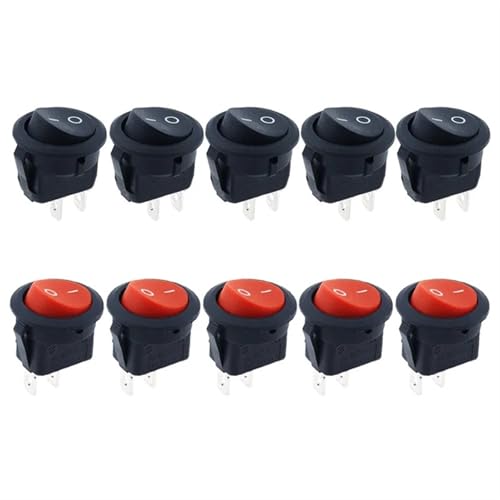 Interruptor basculante redondo rojo de 2 pines ON-OFF mini conmutador para barco KCD1-105