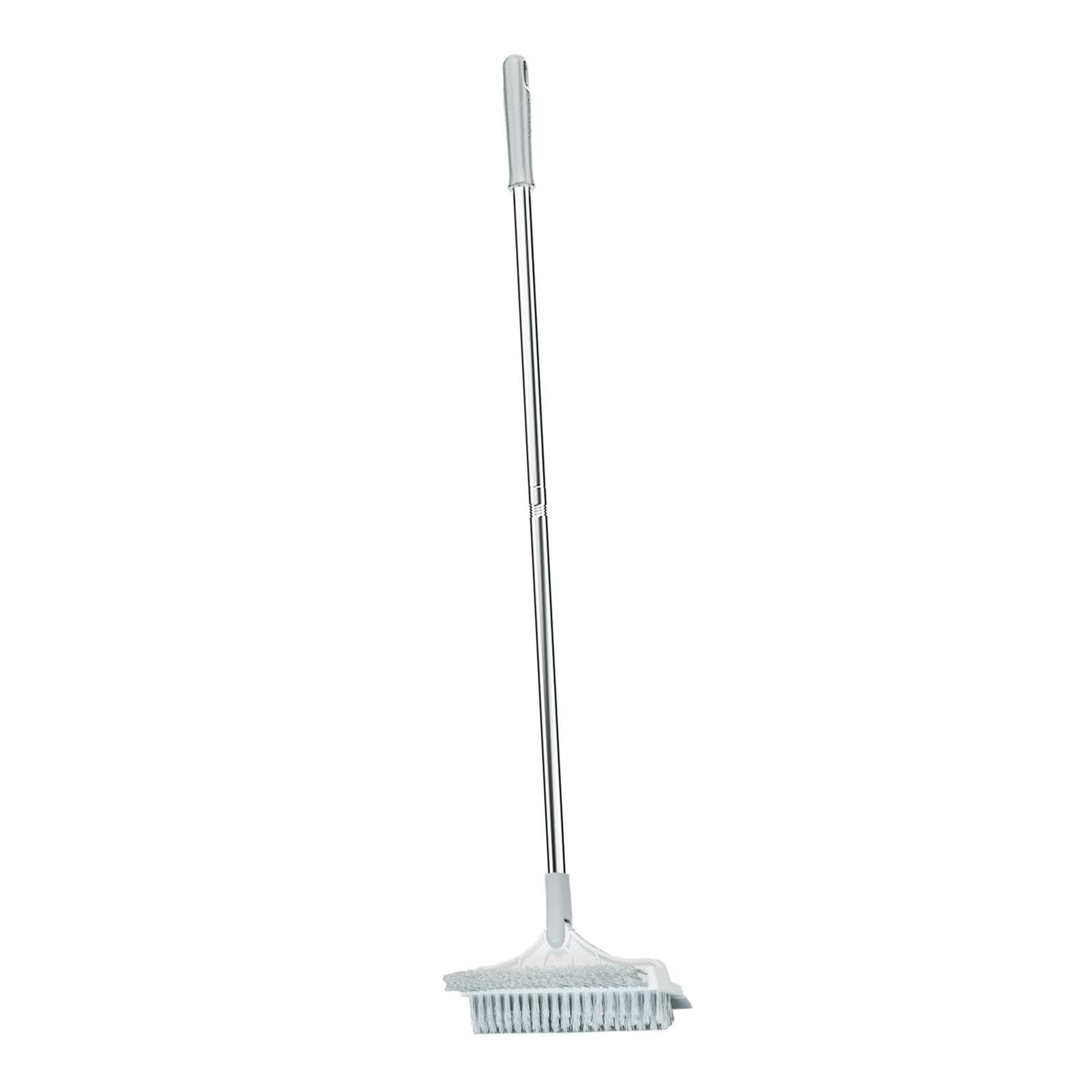 Cepillo para Suelos con Cerdas 3 en 1 Cepillo para Lechada con Mango Largo ° Estructura de Acero Inoxidable Y PP para Fregar Barrer Y, Blanco Gris, tal como se describe