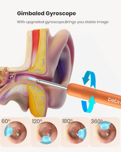 Image of BEBIRD R1 Wax Removal Tool for Ear - Spade Ear Canal Cleaner with Camera 1080P Earscope, Wax Remove Ear Picker with Vari Replacement Tips, Camera with 6LED Light, Orange