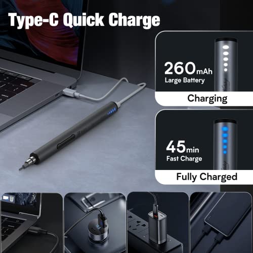 Pkey Electric Screwdriver, Mini Electric Screwdriver Cordless With 28 Magnetic Precision Bits, Led Light & Dual Mode, Type-C Rechargeable Electric Screwdriver Set For Pc Building, Electronics, Phones #TOP6