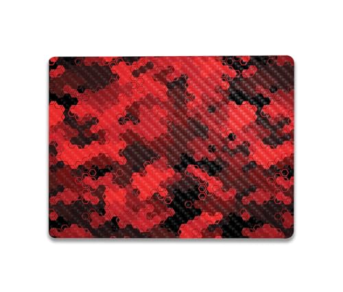 Image of MightySkins Carbon Fiber Skin Compatible with Microsoft Surface Laptop Go 3 (2023) Full Wrap Kit - Red Hexa Camo | Protective, Durable Textured Carbon Fiber Finish | Made in The USA