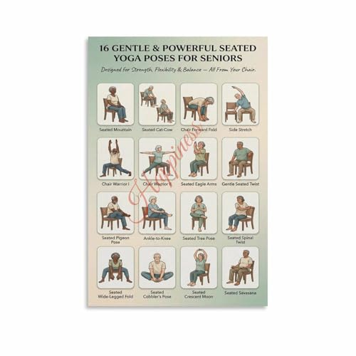 16 Gentle Seated Yoga Poses for Seniors Chair Yoga Infographic