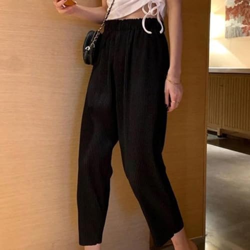 Women's Stretch Wide Legs Summer High Waist Folded Casual Loose Sports Pants2