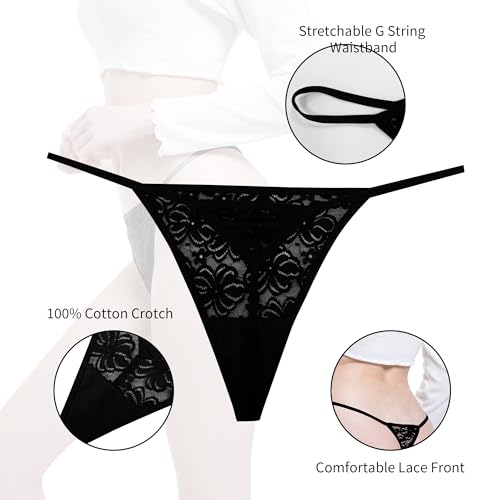 Image of Pack 10 G-String Underwear for Women Lace Thongs Panties, Assorted Different Lace Pattern & Colors
