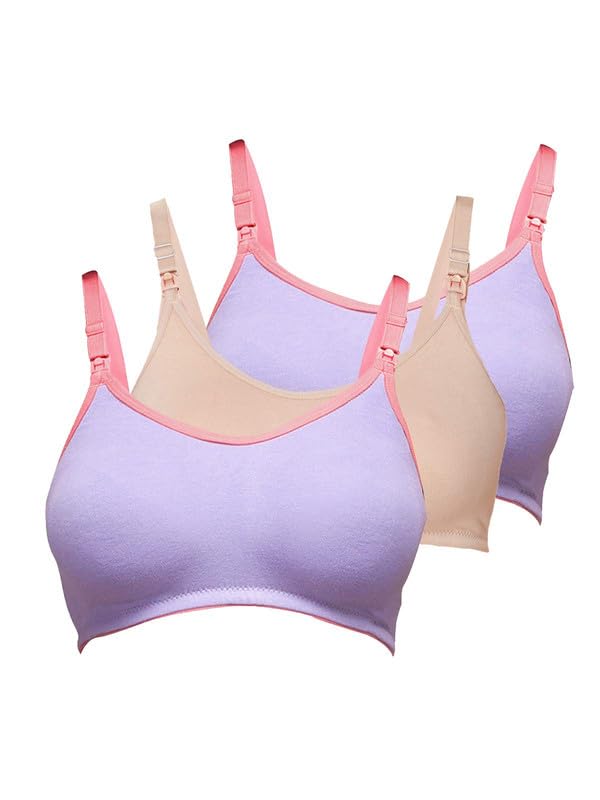 Image of Inner Sense Organic Cotton Bamboo Nursing Bra for Women I Non Padded Feeding Bra with Keyhole Back Design I Wire Free Maternity Innerwear with Full Coverage