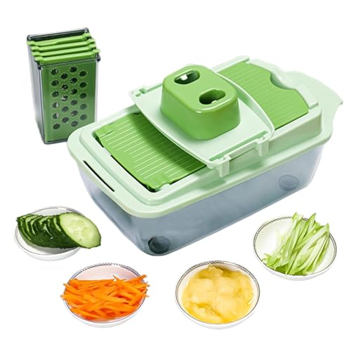 Tritatutto per cipolle, tritatutto per verdure con contenitore e coperchio,Affettatrice per cetrioli, tritatutto per aglio, multifunzionale - Tagliapomodoro, tagliapatate, affettaverdure per la famigl