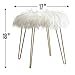 Ornavo Home Modern Contemporary Faux Fur Vanity Chair Round Ottoman Foot Rest Stool/Seat with Gold Metal Legs - 17