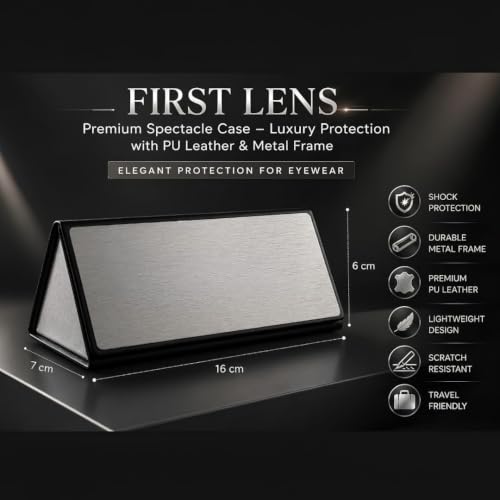 Image of First Lens Sunglasses Case, Portable Triangular Foldable Eyeglass Case, Hard Shell Protective Eyewear Holder for Men and Women