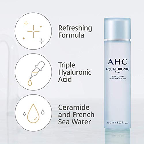 Ahc Toner For Face Aqualauronic Hydrating Skin For Dehydrated Skin Triple Hyaluronic Acid Korean Skincare 5.07 Oz #TOP2