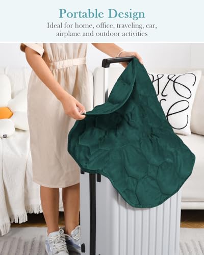 Image of Topblan Weighted Lap Blanket 7lbs for Adults, Small Weighted Blanket Throw for Napping, Relaxation, Calming and Travel, Skin Friendly & Machine Washable for All-Season Sleeping, Dark Green