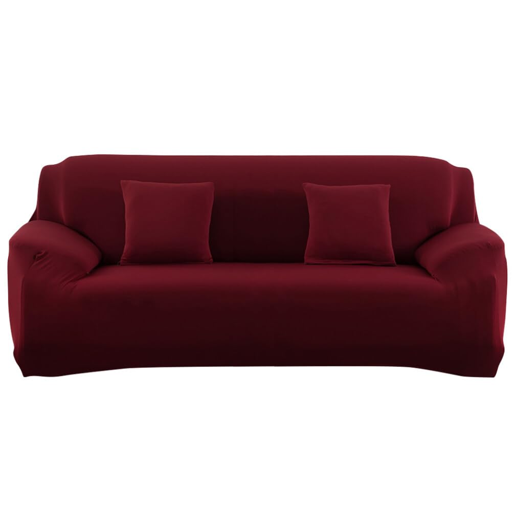 Housse de canapé extensible rouge vin revêtement élastique protège-canapé