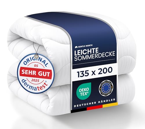 Gentle North Leichte Sommerdecke 135x200 als Schlafdecke - Bettdecke für Allergiker geeignet - Weiche Steppdecke - Besonders Flauschig & waschbar bei 60°