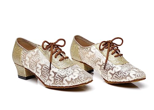 Low Heel Dance Shoes for Women with Closed Toe Mesh Lace up Ballroom Party Latin Salsa Tango Dance Practice Shoes2