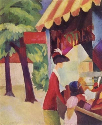 Peinture à l'huile sur toile tableau célèbre August Macke femme veste rouge